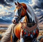NORIMPEX - Puzzle Tablou Diamant: Cal în harnașament indian 30x40cm - 1 - 39 piese