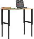 vidaXL Работна маса 100x60x(71, 5-98) cm Дъб от масивна дървесина (3309695)