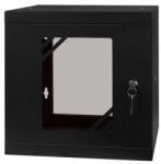 Stalflex RC10-6U-300GB 10" 6U 300 mm mély lapra szerelt fekete üveg ajtós fali rack szekrény (RC10-6U-300GB) - nyomtassingyen