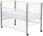 Qmini Patut Din Lemn Bebe Qmini 120x60cm Laterala Culisanta Lemn Pin Mdf Reglabila Pe 3 Nivele Maya Alb (QMMAY03AL)