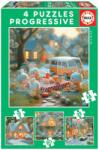 Educa Puzzle Iepurași Bunny City Progressive Educa progresiv 12-16-20-25 piese de la 3 ani (EDU20217) Puzzle