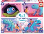 Educa Puzzle Dinozauri Progresssive Educa progresiv 20-40-60-80 piese de la 4 ani (EDU20222) Puzzle