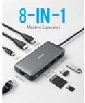 Anker PowerExpend 8-in-1, USB-C Media Hub, 2xHDMI, 2xUSB3.0, Ethernet, SD/microSD kártyaolvasóval - A83800A2