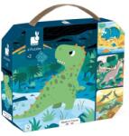 Janod Puzzle în valiză 4 în 1 Dinozauri 6-9-12-16 bucăți (J02541) Puzzle