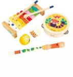 Janod Gioia Set de instrumente muzicale din lemn flaut-tamburină-xilofon-castaniete (J07656)