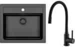 Alveus SETA23228 - konyhai mosogató ATROX+mosogató csaptelep MINTAS 34cm gránit/fekete SETA23228 (AV0140)