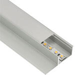 ANRO LED Profile ALP-048 Ezüst - Burkolatba süllyeszthető, oldalfali alu profil LED szalaghoz (Opál búrával) (LP318F - LP305-MILKC)
