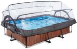 EXIT Toys Medence búrával és szivattyúval Wood pool Exit Toys acél medencekeret 220*150*65 cm barna 6 évtől (ET30202110)