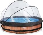 EXIT Toys Medence búrával és szivattyúval Wood pool Exit Toys kerek acél medencekeret 360*76 cm barna 6 évtől (ET30321210)
