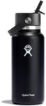 Hydro Flask Wide Mouth Water Bottle 946 ml (32 oz) with Flex Straw Cap - Black