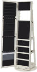 SONGMICS Álló ékszeres szekrény, tükörrel, polcokkal, zárható, fehér 162x55x55cm (JBC62W) - deco24