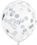  Konfetti lufi - kör, 30cm, ezüst (1 db / 6 db. ) (BK12-3-018-6)