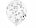  Konfetti léggömbök - csillagok, 30cm, ezüst (1 db / 6 db. ) (BK12-4-018-6)