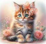 NORIMPEX - Puzzle Tablou Diamant: Pisoi cu o fundiță și trandafiri 30x40cm - 1 - 39 piese