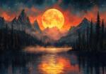 NORIMPEX - Puzzle Tablou Diamant: Luna de aur în munți 30x40cm - 1 - 39 piese