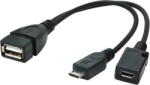 Gembird CABLU adaptor OTG GEMBIRD, pt. smartphone, Micro-USB2.0(T) la USB2.0(M), 15cm, conectarea telef. la tastatura, mouse, HUB, port Micro-USB2.0(M) pt. extra power, negru (A-OTG-AFBM-04)