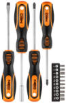 NEO TOOLS Csavarhúzó készlet, fali tartóval, 14db 25 év garanciával 04-196