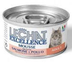 LECHAT Mouse Lechat pui si somon pentru pisici adulte, 85gr x 24 buc set (1915)