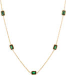 Troli Bájos aranyozott nyaklánc zöld kristályokkal