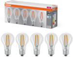 OSRAM E27 LED 7W, 806 lm, 4000 K, hidegfehér, áttetsző üveg-60 W normál izzó helyett, 5 darabos - Base Classic A 60 filament (4058075466517)