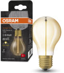 OSRAM E27 LED 1, 8W, 80 lm, 2700 K, melegfehér, arany színű színű üveg-10 W izzó helyett - Vintage 1906 Classic A Gold filament (4099854049996)