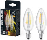 Bellalux E14 LED gyertya, 4W, 470 lm, 2700 K, melegfehér, áttetsző üveg-40 W izzó helyett, 2 darabos - Classic B filament (4058075164895)