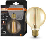 OSRAM E27 LED 8, 8W, 806 lm, 2200 K, candlelight, dimmelhető, arany színű színű üveg-60 W izzó helyett - Vintage 1906 DIM Classic Globe95 Gold filament (4058075761773)