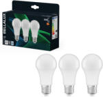 Bellalux E27 LED, 10W, 1055 lm, 4000 K, hidegfehér, opál műanyag-75 W normál izzó helyett, 3 darabos - Classic A (4058075595569)