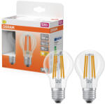 OSRAM E27 LED 11W, 1521 lm, 2700 K, melegfehér, áttetsző üveg-100 W normál izzó helyett, 2 darabos - Star Classic A filament (4058075330474)