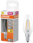 OSRAM E14 LED gyertya, 1, 8W, 250 lm, 2700 K, melegfehér, áttetsző üveg-25 W izzó helyett - Star Classic B filament (4099854466779)