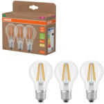 OSRAM E27 LED 3, 8W, 806 lm, 2700 K, melegfehér, áttetsző üveg-60 W normál izzó helyett, 3 darabos - Superstar+ Classic A filament (4099854338601)
