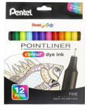 Pentel Tűfilc készlet, 0, 4 mm, PENTEL Pointliner, 12 különböző szín (PENS4012) (S40-12)