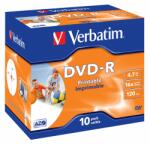 Verbatim 43521 DVD-R 4, 7GB/16x/nyomtatható felület/egyszer írható DVD 10db/csomag (43521) - officedepot