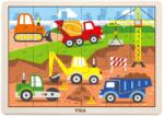 Viga Toys Puzzle din lemn Viga - Vehicule de constructii, 24 piese (51463) Puzzle