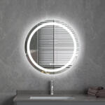 Welland Type-2 LED tükör - fényerő + színhőfok szabályozás + óra - Ø 50 cm