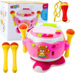 LEAN Toys Gyermek Zenélő Dob Interaktív Fények Hangok Rózsaszínű
