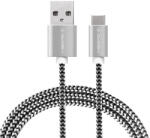 GoGEN Type-C USB kábel, 3m, borított - ezüst szín (GOGUSBAC300MM24)