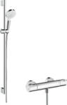 Hansgrohe Crometta, Vario fali zuhanykészlet Ecostat 1001 CL termosztáttal és zuhanyrúddal 90 cm, fehér/króm, HAN-27813400 (HAN-27813400)