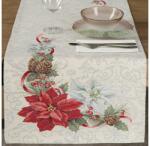EUROFIRANY Gobelin karácsonyi asztali futó fényes fonallal Ezüst 40x100 cm +/-5%