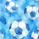 Takoy Anyag fürdőruhára UV/klór védelemmel focilabda a kék pályán