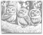  PontPöttyöző - Három bagoly Méret: 30x40cm, Keretezés: Keret nélkül (csak a vászon), Szín: Piros