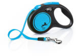 flexi FLEXI Neon, lesă bandă retractabilă câini, reflectorizant, nylon, albastru, S(15kg, 5m)
