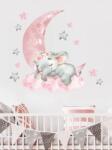 BRUP Home Decor Falmatrica gyerekszobába, BRUP Home Decor - Elefánt a holdon, rózsaszín