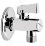 FERRO sarokszelep szűrővel, takarórozettával és fém kezelőkarral 1/2" x3/4" (FE-Z1234KF)
