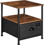 SONGMICS Szövetfiókos Éjjeliszekrény, Szövetfiókos Komód, Rusztikus Barna