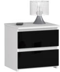 AKORD CL2 Magasfényű Fekete-Fehér Éjjeliszekrény 2 Fiókkal