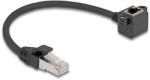 Delock Hálózat bővítő kábel RJ45 apa - RJ45 anya 90 -ban hajlított, Cat. 6 F/UTP, 0, 25 m, fekete