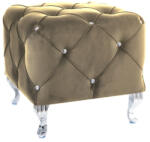 SIGNAL MEBLE Hestia Elegance Kristály Bársony Puff Bézs Ezüst Lábakkal