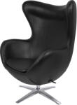 King Home Egg Széles Forgó Fotel Műbőr Fekete