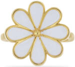  Margaréta Aranyozott Ezüst Gyűrű - Fehér Tűzzománc